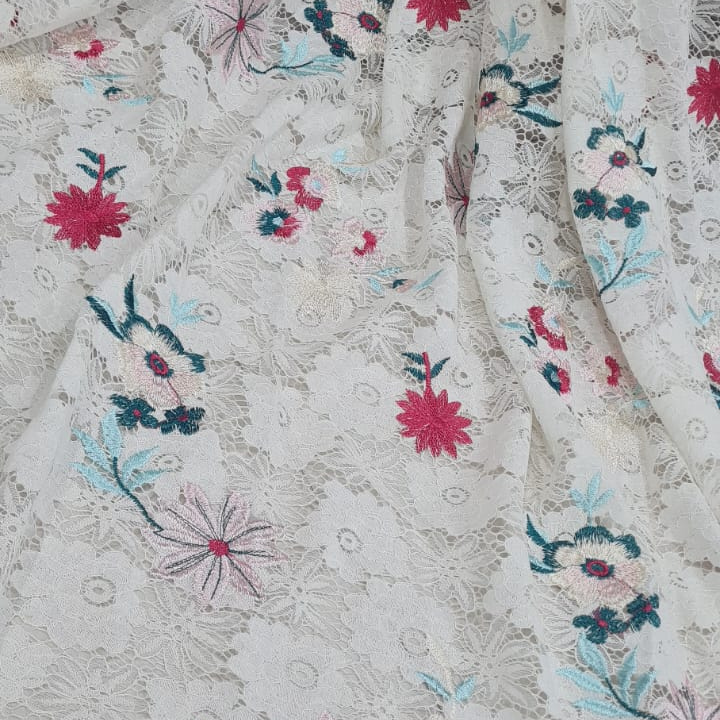 Self Embroidered Net Fabric
