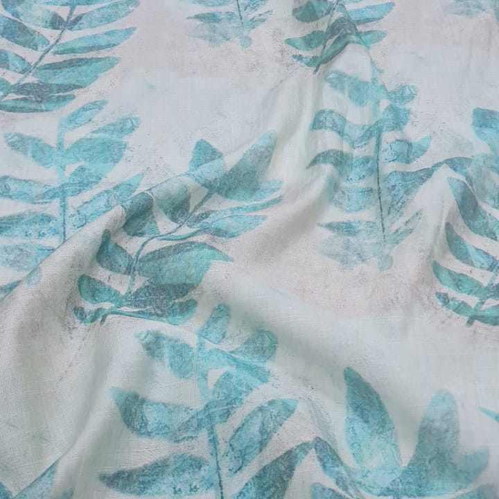 Printed Cotton Linen Fabric – Soft Textured Floral Design in Multicolor