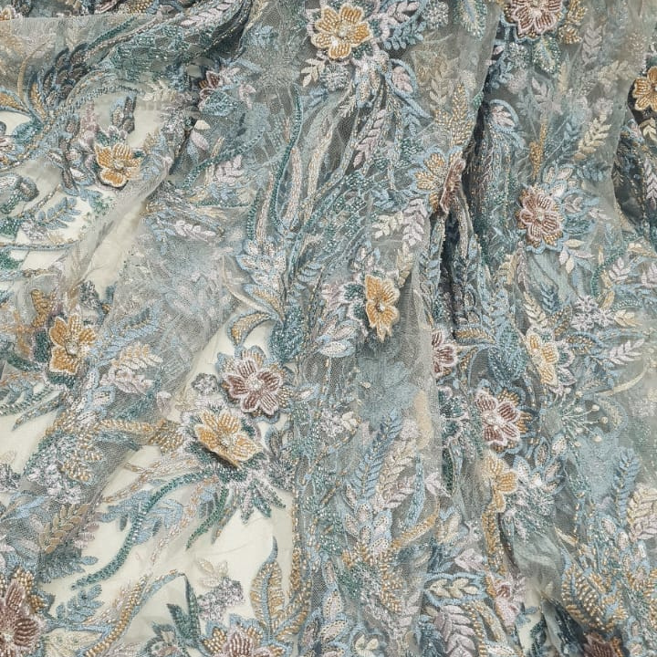 Embroidered Mesh Fabric. Lace Netting Material