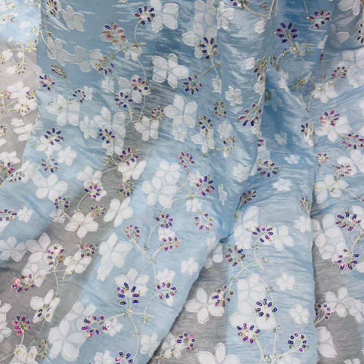 Galaxy Chiffon Embroidered Fabric