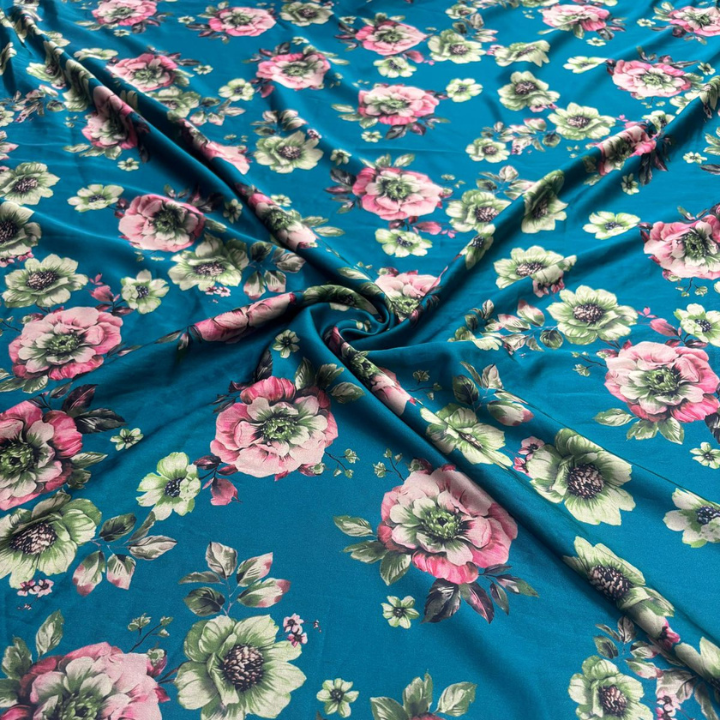 Vintage Botanical Silky Satin Print Big Width