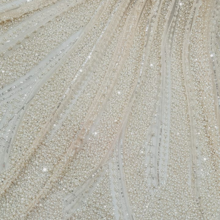 Net Pearl Embroidery Fabric