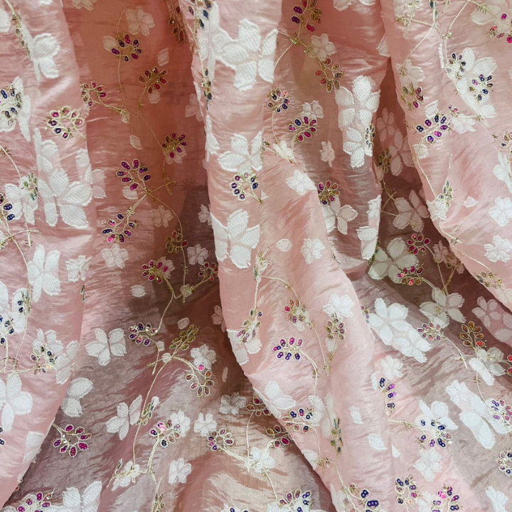 Galaxy Chiffon Embroidered Fabric