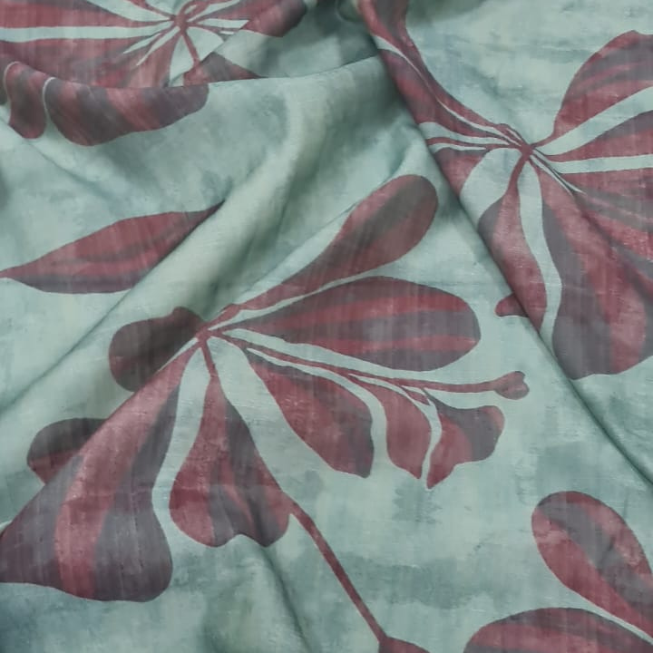 Printed Cotton Linen Fabric – Soft Textured Floral Design in Multicolor