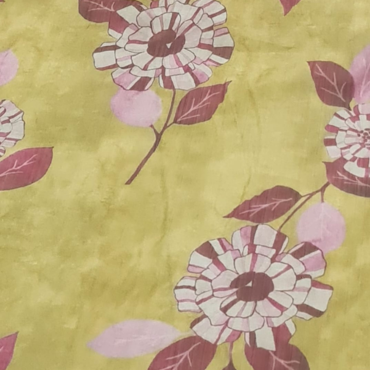Printed Cotton Linen Fabric – Soft Textured Floral Design in Multicolor