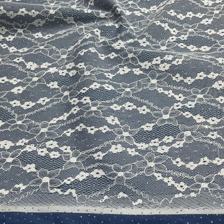 Premium Big Width Floral Net Lace Fabric with Self Stone Embroidery