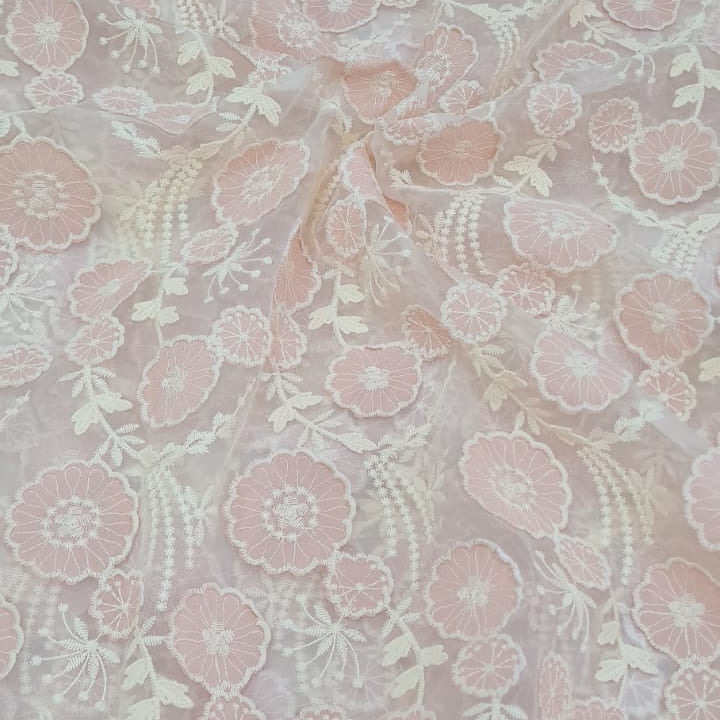 Blush Bloom Organza Embroidered