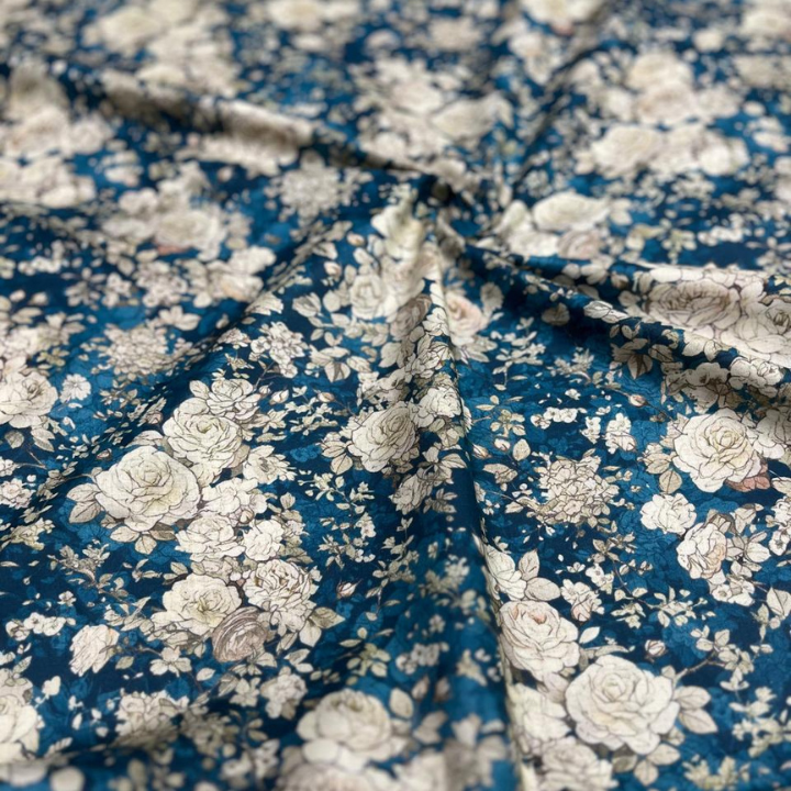 Floral Rose Print Cambric Cotton Fabric 44 Width