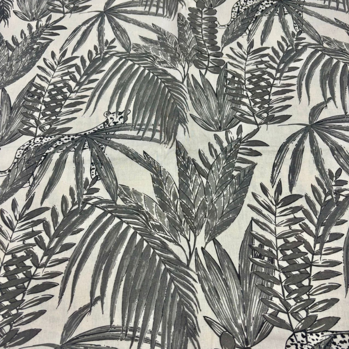 Premium Cotton Flex Print Fabric 44 Inch Width Tropical Jungle & Leopard Wildlife Pattern