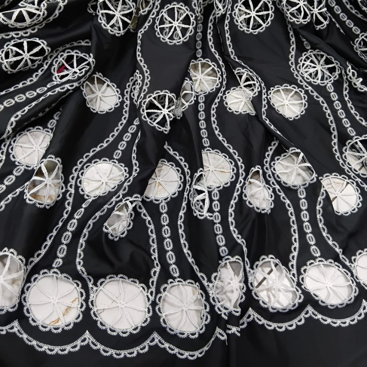 Luxury Crepe Cutwork Fabric Designer Geometric Pattern Big Width