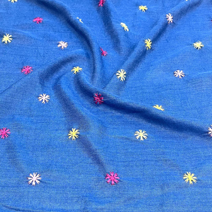 Premium Wide Width Denim Fabric with Vibrant Floral Embroidery High Quality Multi Design Denim for Garments