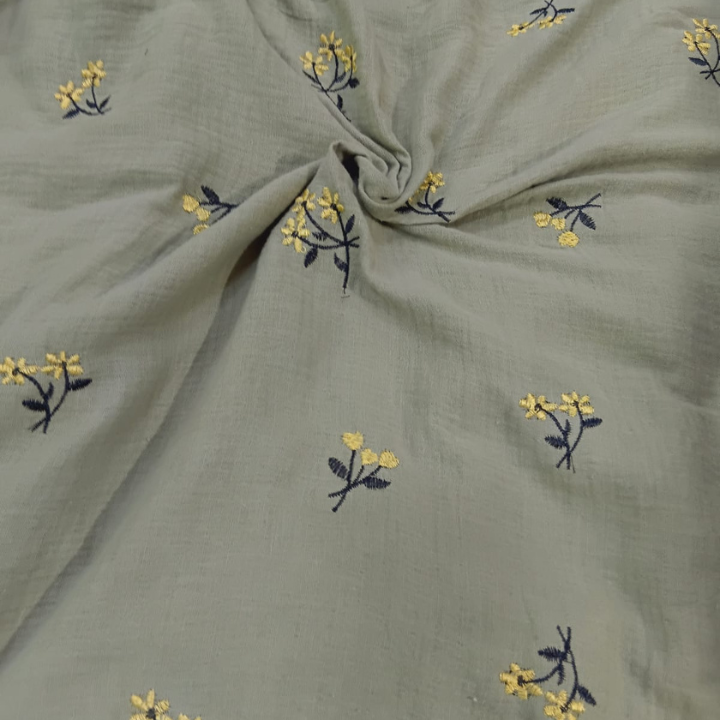 Premium Floral Embroidery Double Cloth Fabric 60 Width