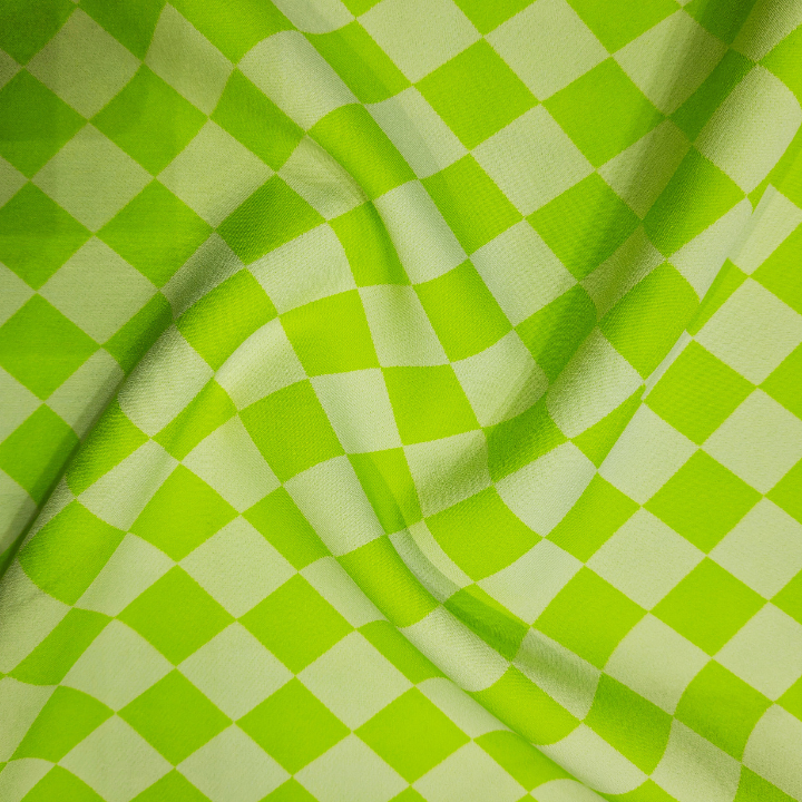 Classic Checkerboard Geometric Print Banana Fabric