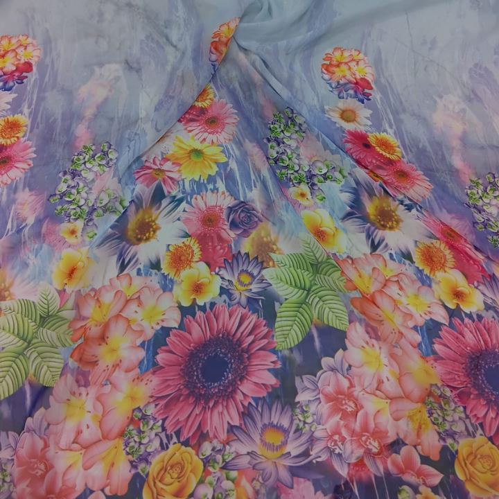 Premium Floral Pattern Printed Georgette Fabric Big Width