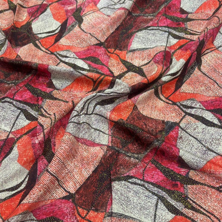 Abstract Geometric Muslin Print Fabric 60 Inch Width Premium Apparel Textile