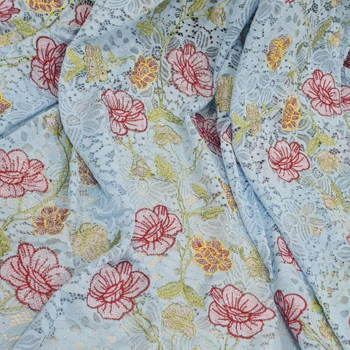 Self Embroidered Net Fabric