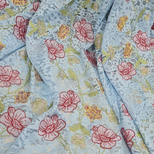Self Embroidered Net Fabric
