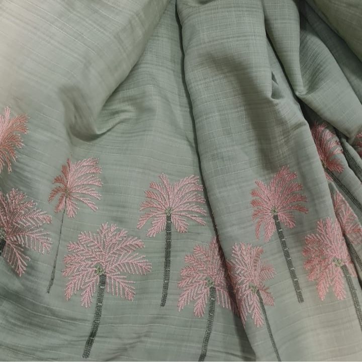 Palm Tree Design linen embroidery