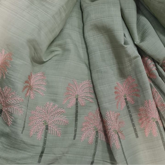 Palm Tree Design linen embroidery