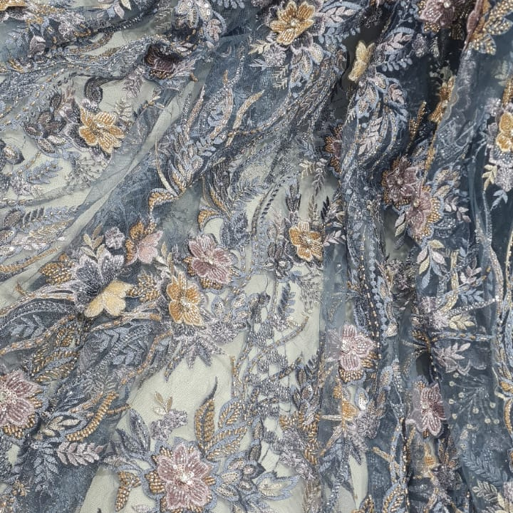 Embroidered Mesh Fabric. Lace Netting Material
