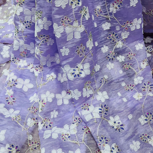 Galaxy Chiffon Embroidered Fabric