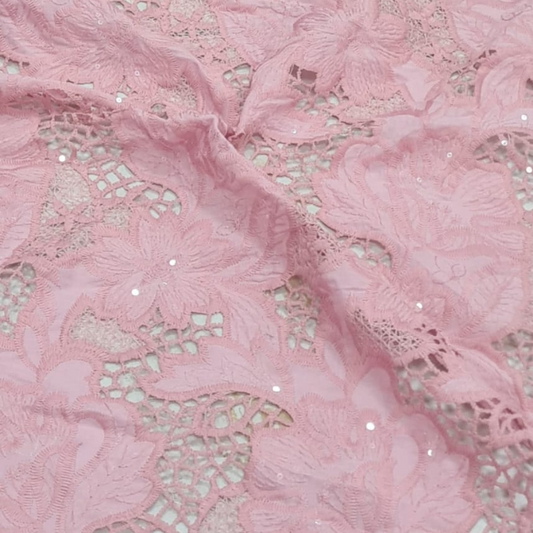 Cotton Cutwork Schiffli Embroidery Fabric