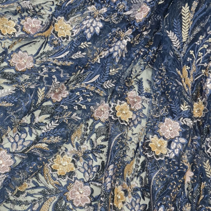 Embroidered Mesh Fabric. Lace Netting Material