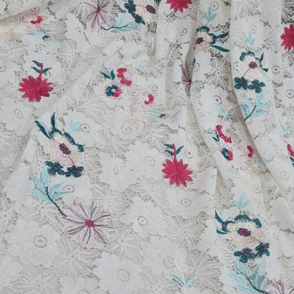 Self Embroidered Net Fabric