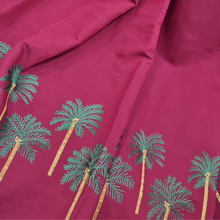 Palm Tree Design linen embroidery