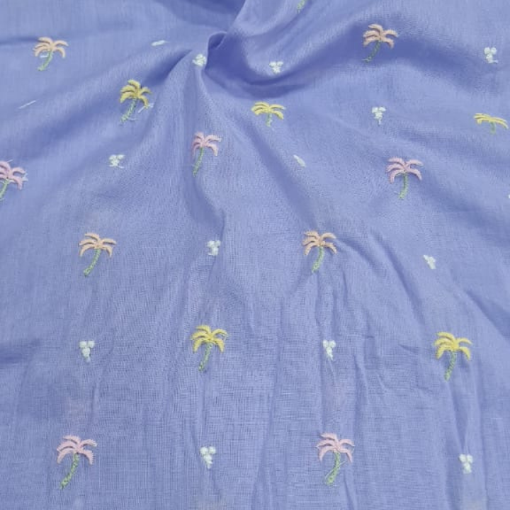 Multicolor Thread Cotton Embroidery Fabric