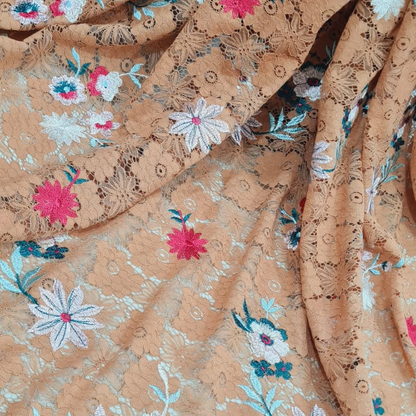 Self Embroidered Net Fabric