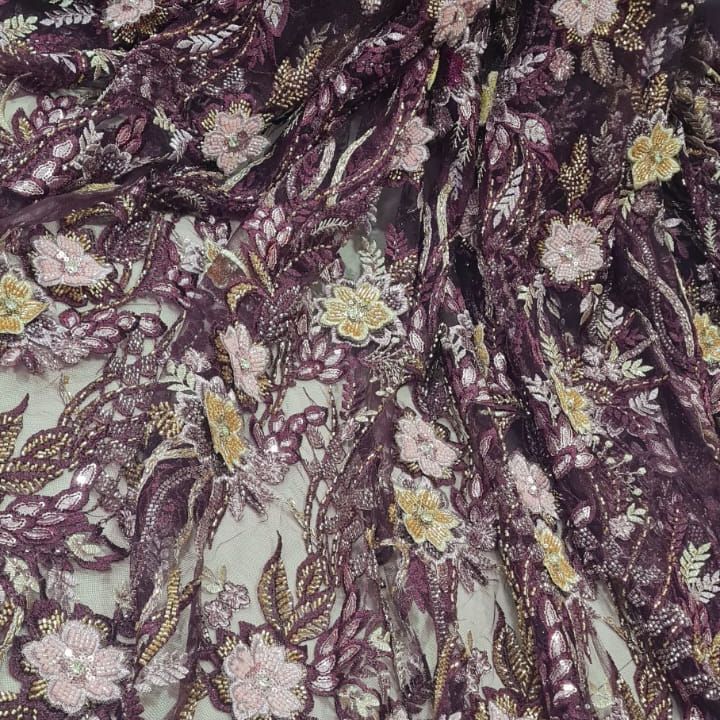 Embroidered Mesh Fabric. Lace Netting Material