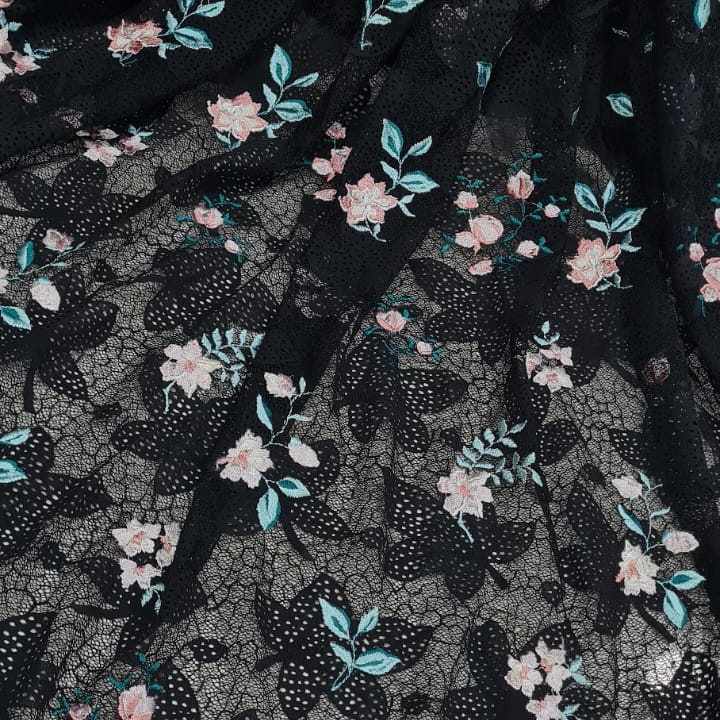 Self Embroidered Net Fabric