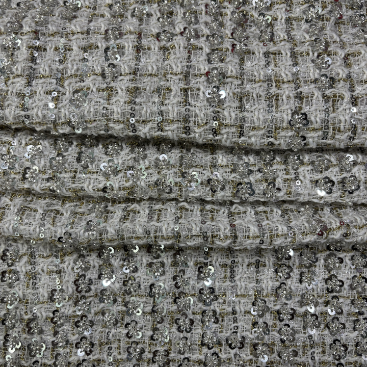 Tweed Embroidery Fabric with Sequins