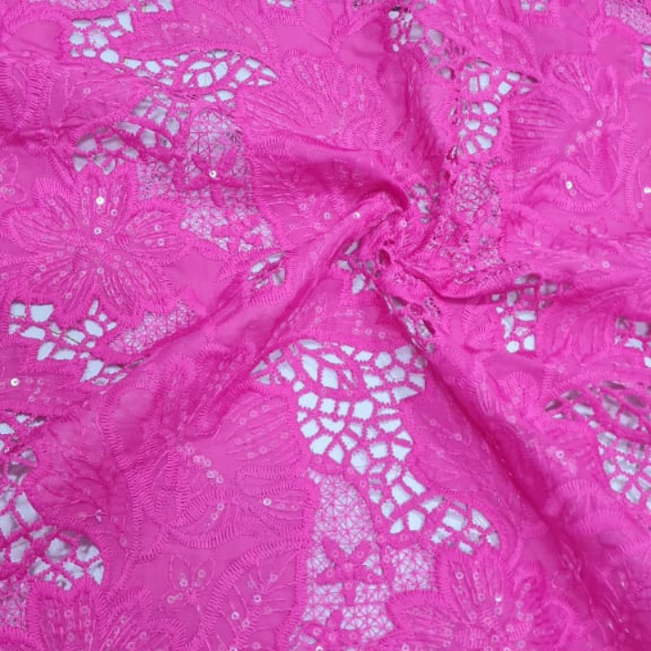Cotton Cutwork Schiffli Embroidery Fabric
