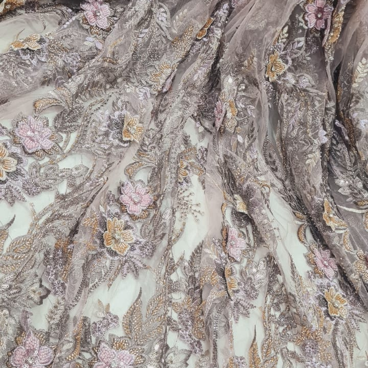 Embroidered Mesh Fabric. Lace Netting Material