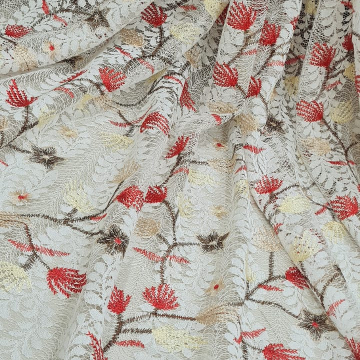 Self Embroidered Net Fabric