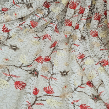 Self Embroidered Net Fabric