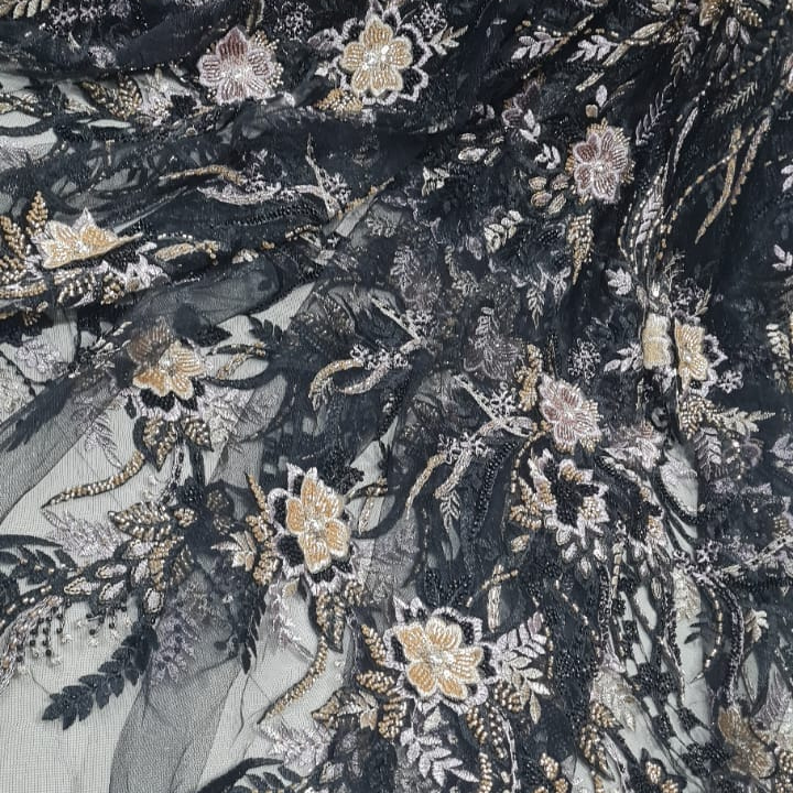Embroidered Mesh Fabric. Lace Netting Material