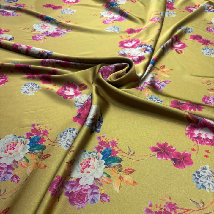 Soft Touch Printed Satin Fabric Big Width