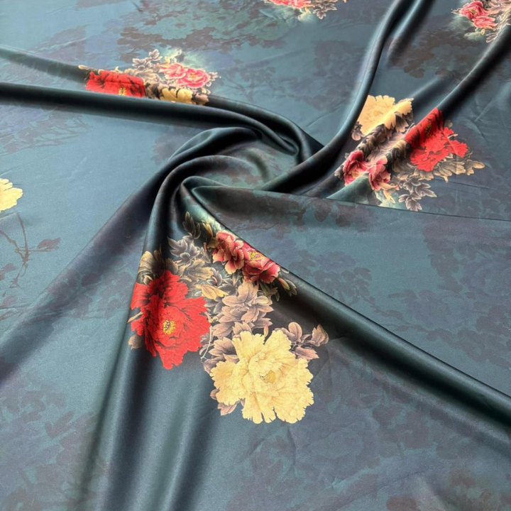 Soft Touch Printed Satin Fabric Big Width
