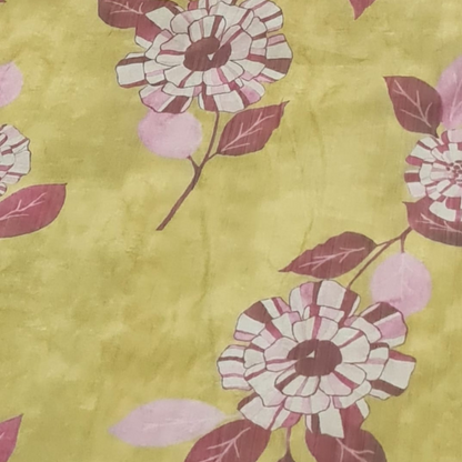 Printed Cotton Linen Fabric – Soft Textured Floral Design in Multicolor