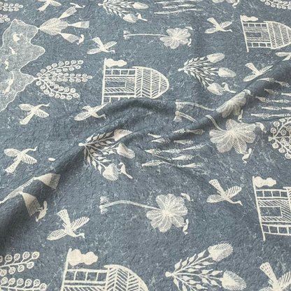Premium Floral Print Belgium Linen Fabric Big Width