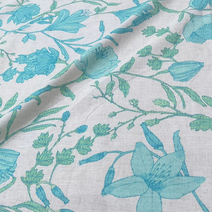 Premium Floral Print Belgium Linen Fabric Big Width