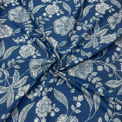 Premium Floral Print Belgium Linen Fabric Big Width