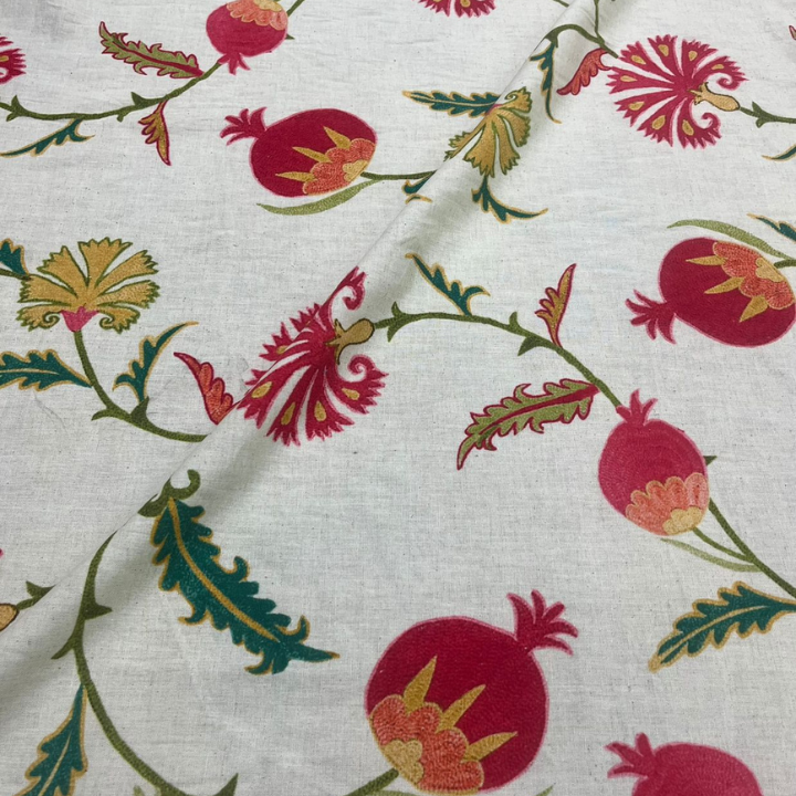 Premium Belgaum Linen Fabric with Botanical Print Big Width