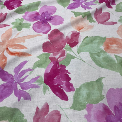 Belgium Linen Printed Fabric Big Width Floral Botanical Pattern