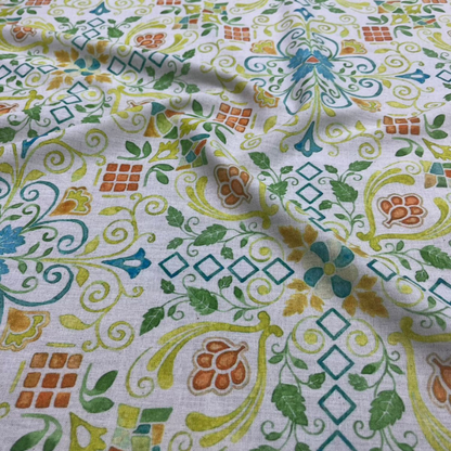 Premium Floral Print Belgium Linen Fabric Big Width