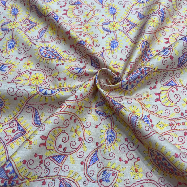 Premium Big Width Cambric Cotton Print High Density Geometric Floral Fabric