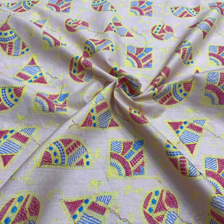 Premium Big Width Cambric Cotton Print High Density Geometric Floral Fabric